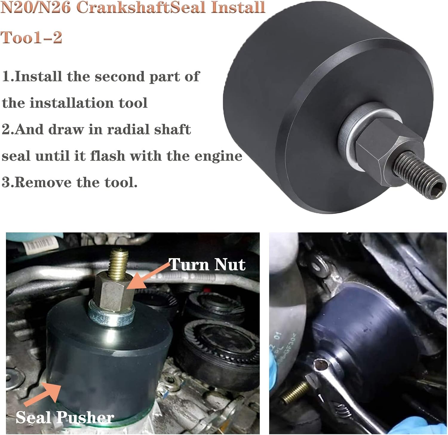 2241 Front Crankshaft Seal Remover & Installer Kit Compatible with BMW N20, N26-110371, 110372, 2212822, 119231, 119233