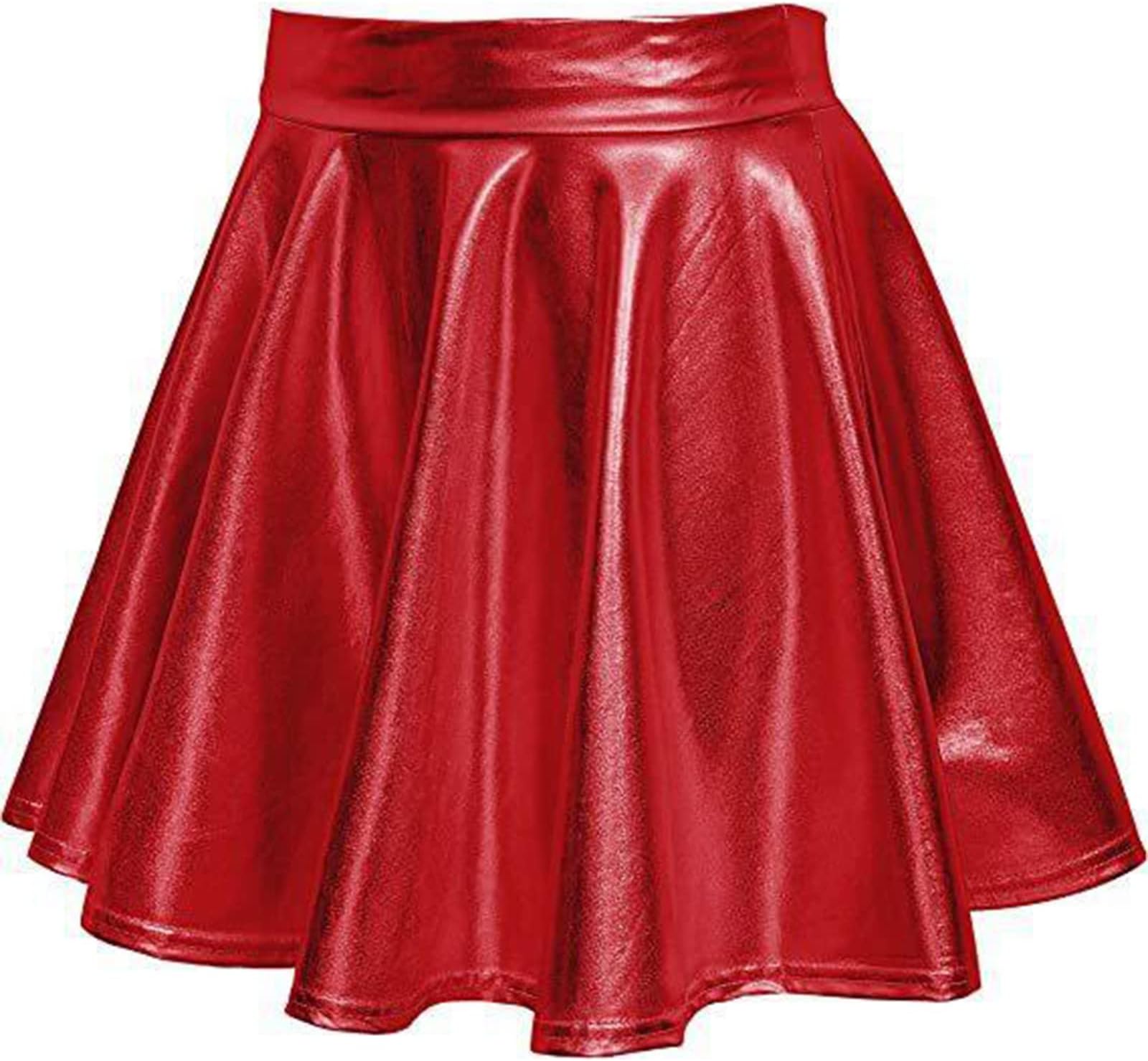 Mini Skirts for Women UK Sexy Pleated Skirt Shiny Metallic Skirt Flared Pleated Wet Look Short High Waist A Line Rave Outfit Festival for Disco Dance Party Clubwear