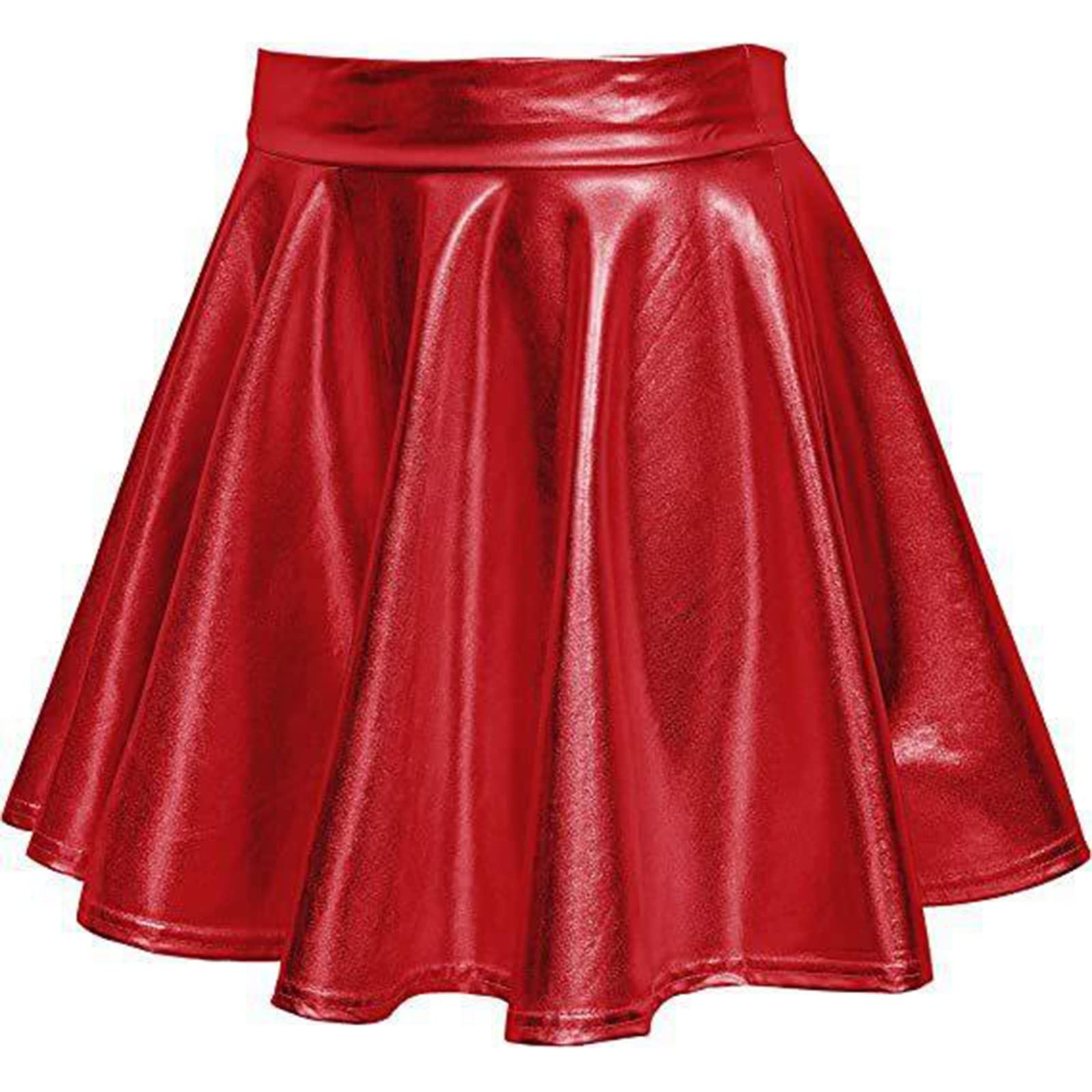 NSICBMNOMini Skirts for Women UK Sexy Pleated Skirt Shiny Metallic Skirt Flared Skater Wet Look Short High Waist A Line Rave Outfit Festival Costume for Disco Dance Party Clubwear