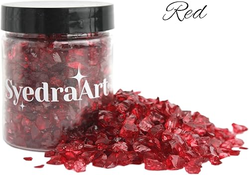 Miniatura 72 de Syedra - Juego de 3 piezas de vidrio triturado para manualidades, arte de resina, piezas de espejo de color triturado, 1 libra (amarillo)