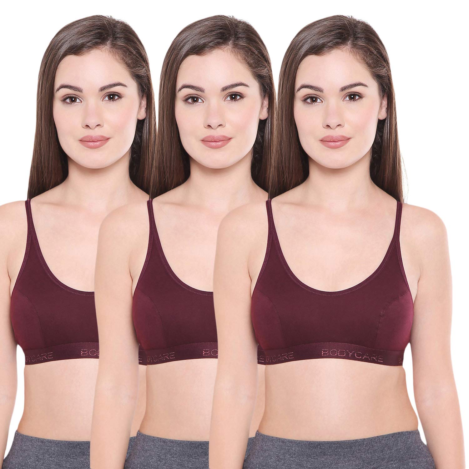 Women's Cotton Non Padded Wire Free Sports Bra Purple-image-20