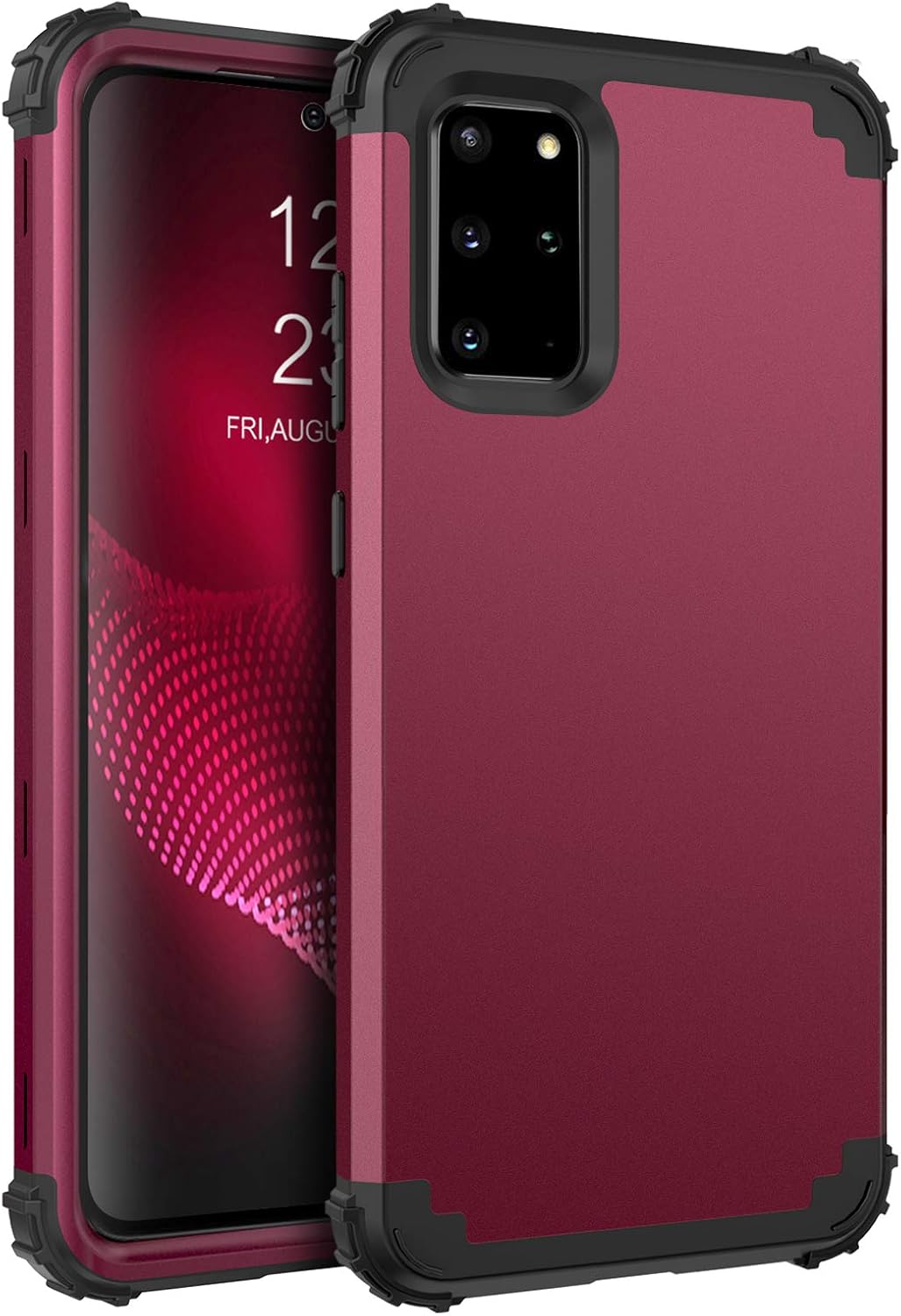 BENTOBEN Galaxy S20 Plus Case, Phone Case Samsung S20 Plus, 3 in 1 Heavy Duty Hybrid Hard PC Soft Bumper Rugged Shockproof Non-Slip Drop Protective Girl Women Cover for S20 Plus 6.7 inch 2020,Wine Red