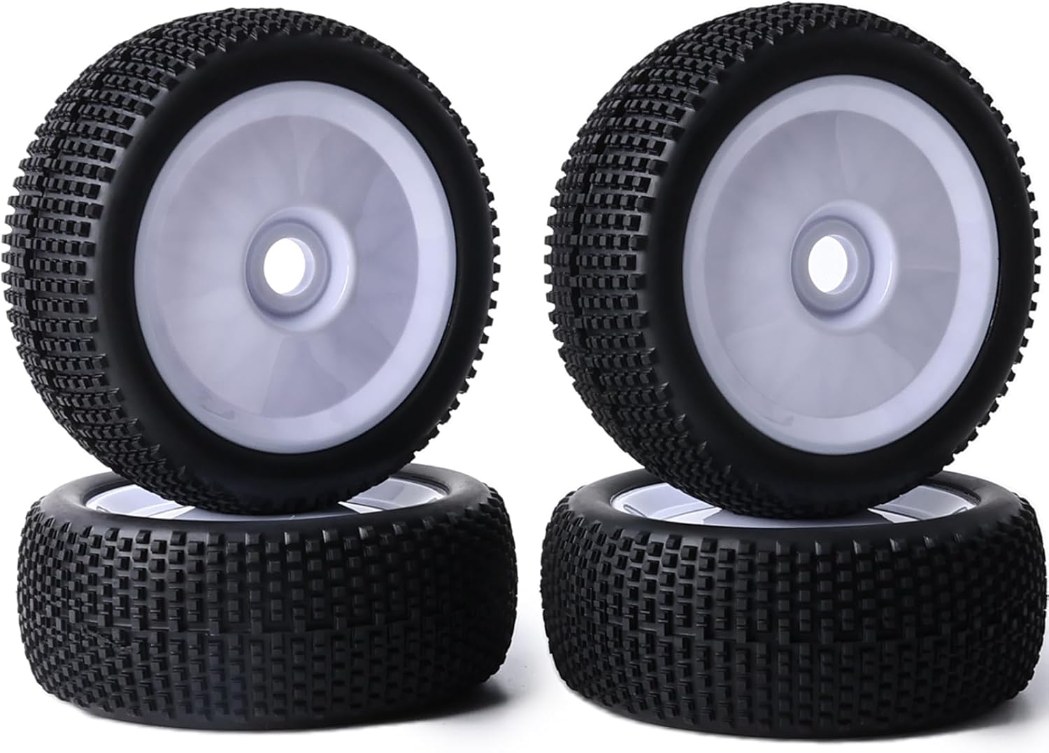 Preglued 17mm Hex RC Buggy Truggy Wheels and Tires 1/8 Scale RC Pin Tires Wheels for 1/8 Arrma Typhon 6S 3S Losi TLR 8IGHT X/E 2.0 XT/XTE Traxxas Team Associated HPI RC Off-Road Tyres (White)