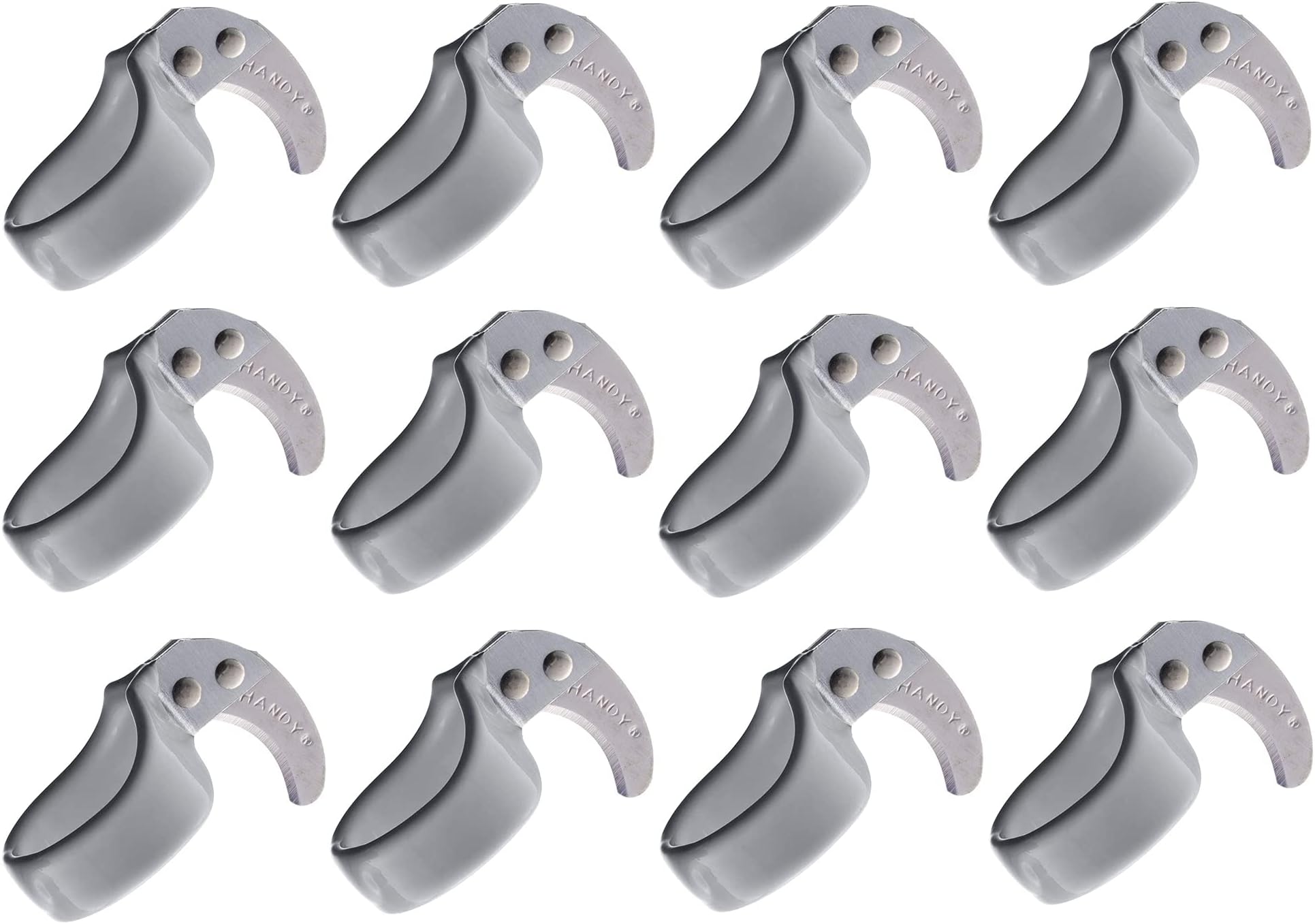 The Original Handy Safety Knife - Utility Ring Knife for Finger with Sharp, Curved Blade - Ring Size 16 - Grey - Standard Blade - Dozen - By Handy Twine Knife