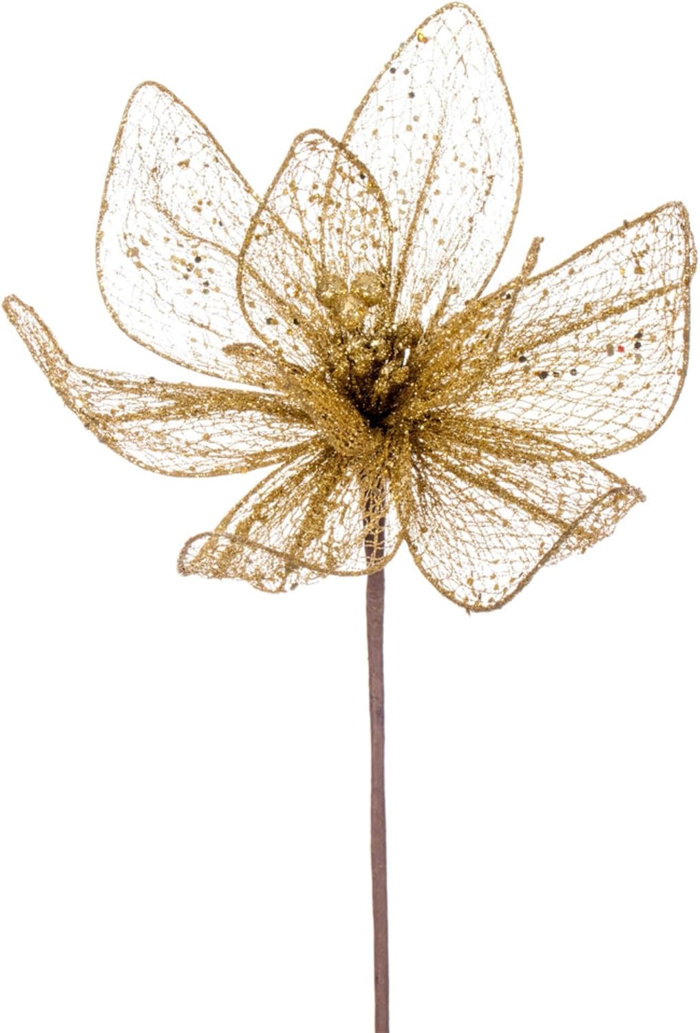 Vickerman 24" Emerald Mesh Glitter Sequin Poinsettia, 2 per Bag.