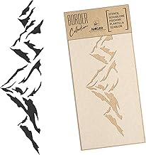 NAKLEO Border Reusable Plastic Wall Stencil - 21x45cm / 8” x 17” - Mountains Peaks Climbing - Pattern Painting Stripe DIY Art Craft Template - Fabric Furniture Wood - Buy now