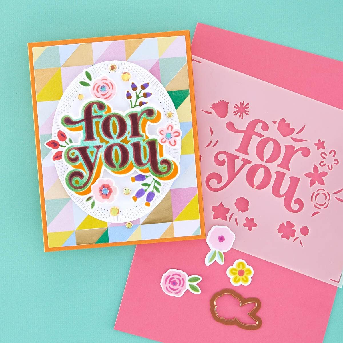 Spellbinders Floral for You Layered Stencil & Die Set, Gray