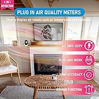 Vista 2 de Detector de fugas de gas natural mejorado y detectores de monóxido de carbono, diseño de pared enchufable 4 en 1, detector de CO y gas con pantalla