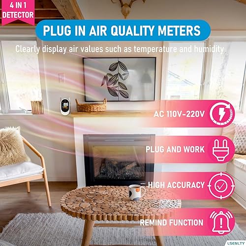 Miniatura 2 de Detector de fugas de gas natural mejorado y detectores de monóxido de carbono, diseño de pared enchufable 4 en 1, detector de CO y gas con pantalla