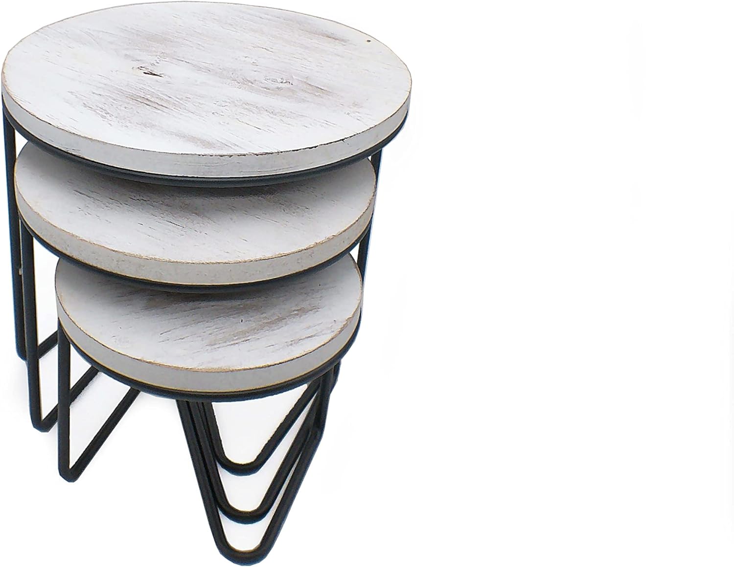 First of a Kind Round Wooden Display Risers - Set of 3 Round Wire Display Risers with Wood Tops, Round Decorative Display Stand - 10" Tall Wooden Display risers