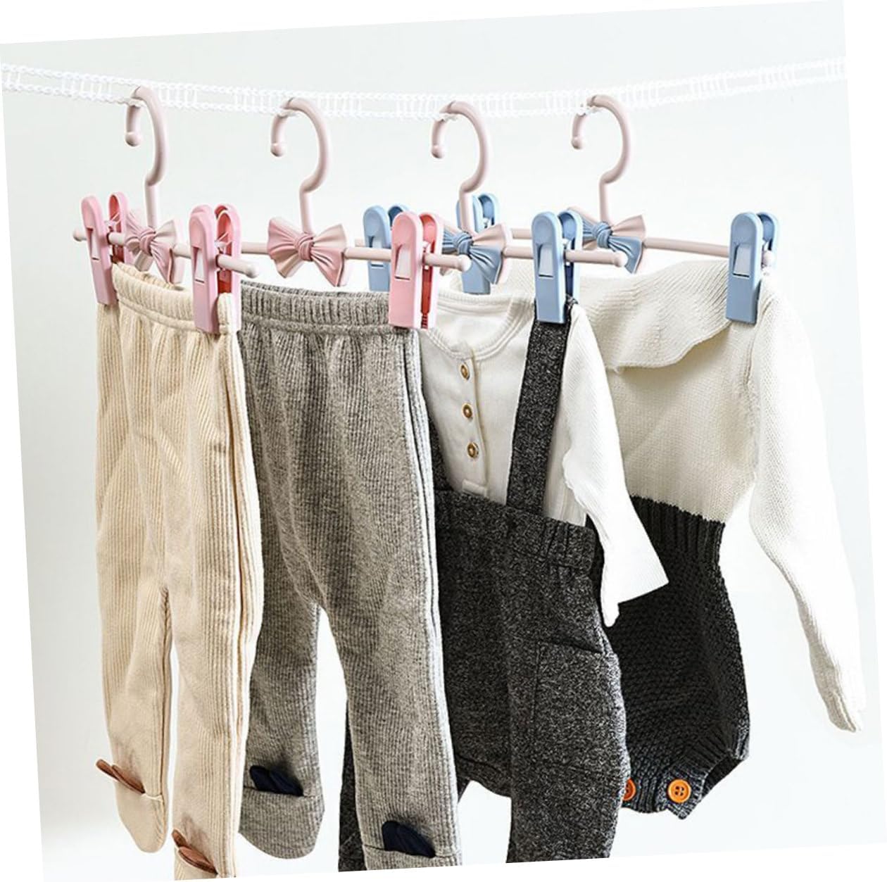 Adjustable Anti-Skid Pants Hangers, Stretchable Household Clip Hangers with Pants Clips, Pink 10pcs for Jeans and Skirts Closet Organization
