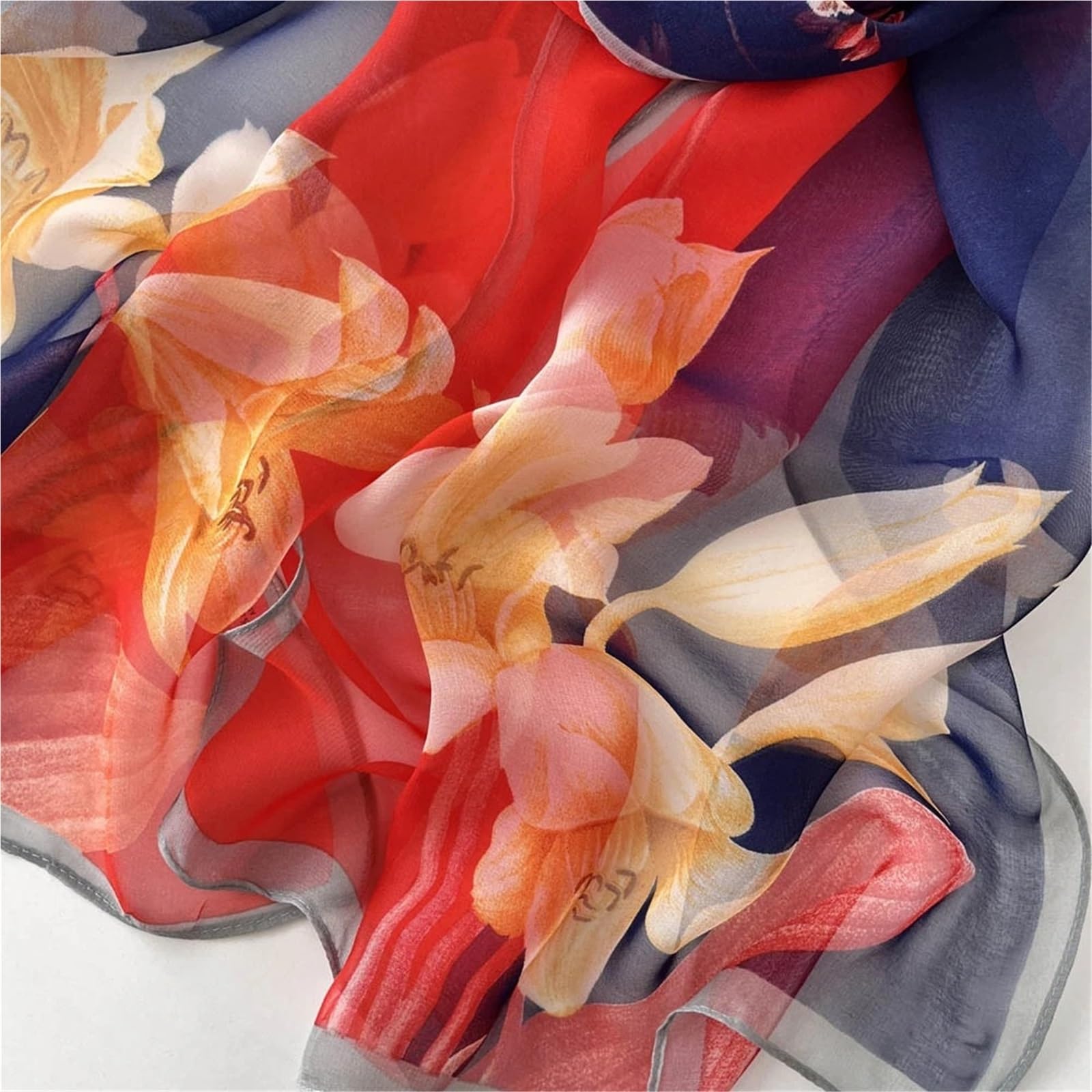 Sciarpa di Primavera 2 Pezzi Sciarpa Primaverile Stampata da Donna Elegante Sciarpa in Chiffon Scialle Sottile for Protezione Solare da Spiaggia Estiva(Color 4)