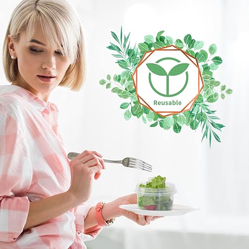 Miniatura 4 de Paquete de 15 recipientes pequeños de plástico con tapas, recipientes de almacenamiento de alimentos de 8 onzas, recipientes reutilizables para