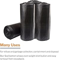 Vista 5 de McKesson 55 Gallon Trash Bags - 100 Count, 43" x 47" Black Garbage Bags, Heavy Duty 1.5 Mil with Star-Sealed Bottom, Large Trash Can Liners for