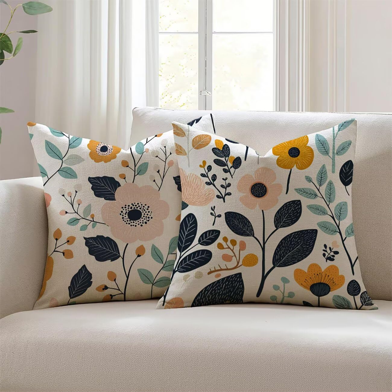 Salon de jardin fleuri avec le lot de 2 housses de coussin imperméables