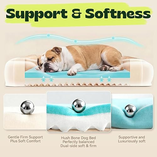 Miniatura 4 de Camas refrescantes para perros medianos y grandes con fundas extraíbles lavables, sofá cama ortopédico rectangular con espuma viscoelástica de gel