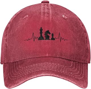 Funny-Chess-Heartbeat-Chess-Master-Chess-Lovers-Gifts Baseball Cap for Men Women Funny Adjustable Cotton Outdoor Sport Ball Hat Red