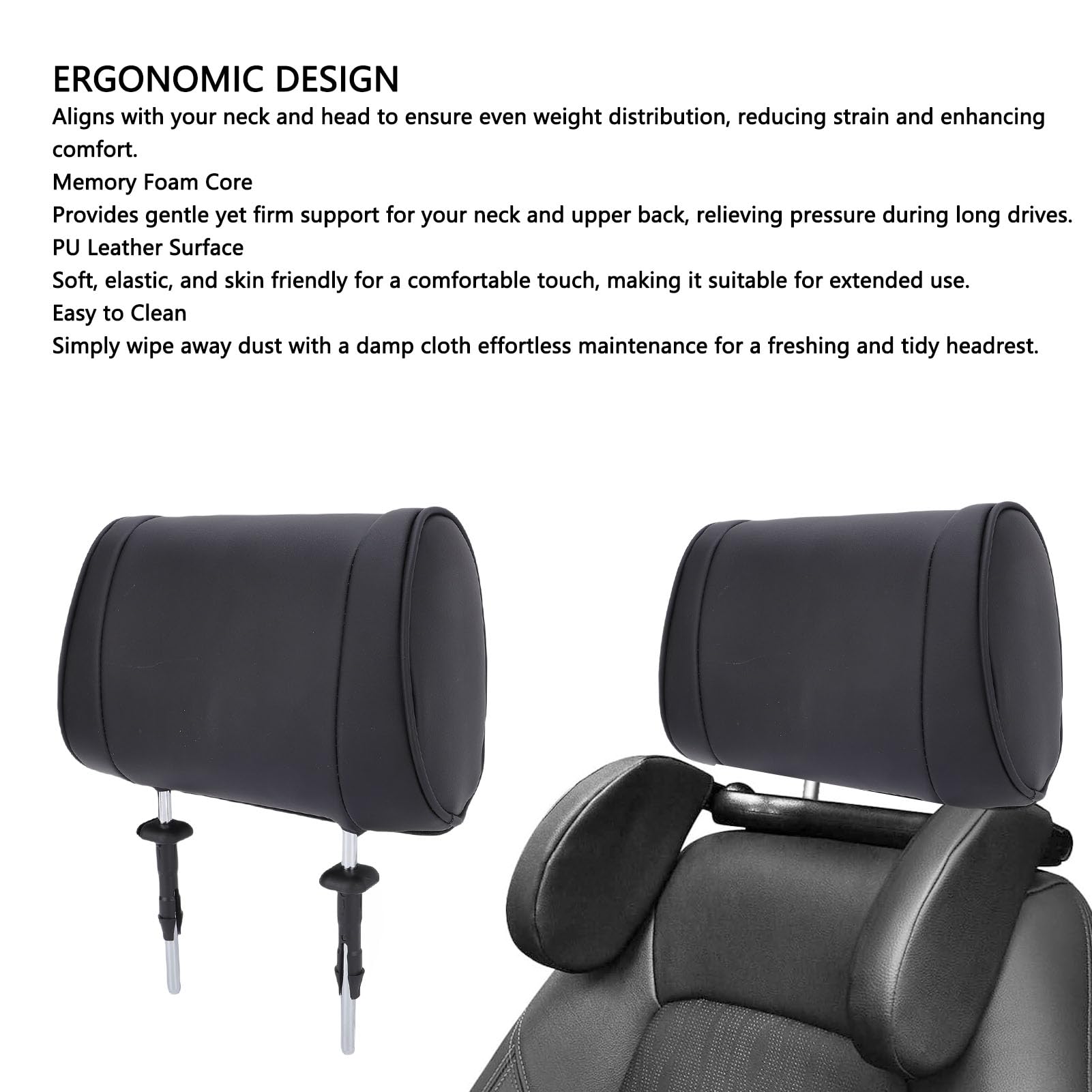 Zagłówek Fotela Samochodowego, Pianka Zapamiętująca Kształt Ergonomiczna Uniwersalna Poduszka Pod szyję do Samochodu z Rozstawem Prętów 150 Mm Wygodna, Oddychająca Poduszka Zagłówka ze