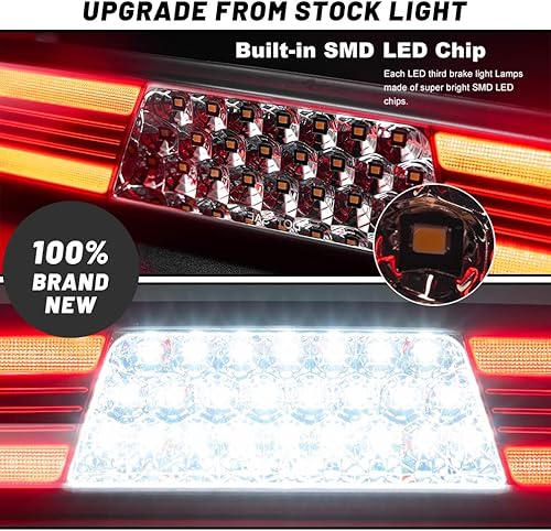 Miniatura 2 de NJSBYL RAM 1500 LED 3 luz de freno para 2019 2020 2021 2022 2023 RAM 1500 Rebel HFE Laramie lente roja tercera lámparas de freno de montaje alto LED