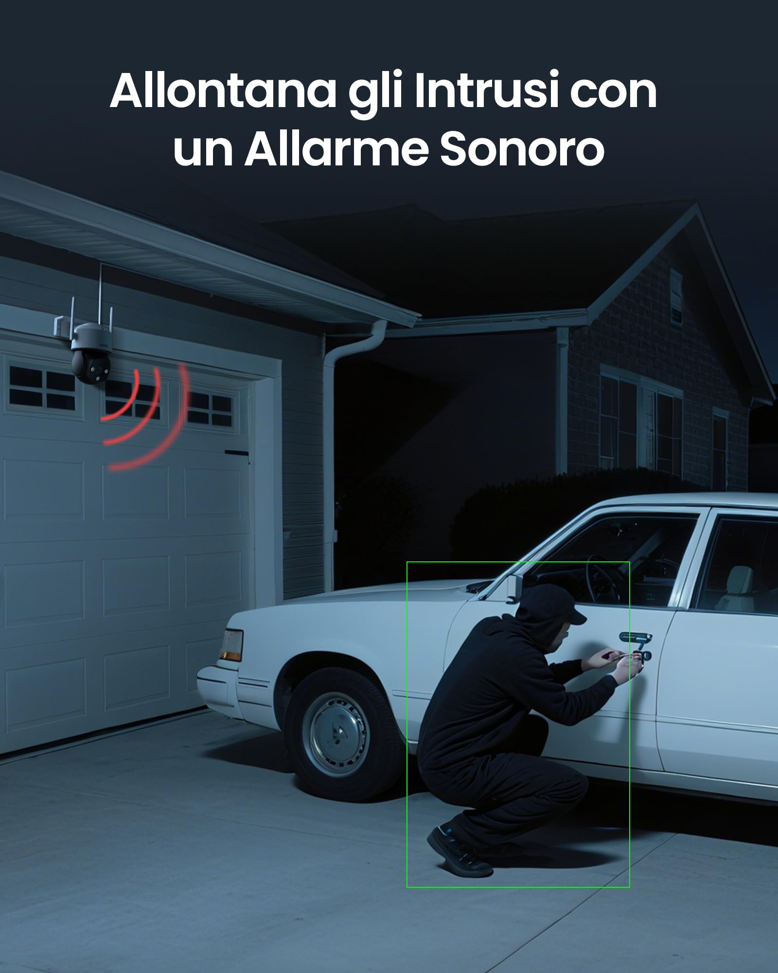 ZOSI 4K Telecamera di Sorveglianza WLAN per Esterni con Scheda da 64 GB, 8MP Telecamera PTZ a 360°, Riconoscimento di Persone/Veicoli, Auto Tracking, Audio Bidirezionale, Visione Notturna IR