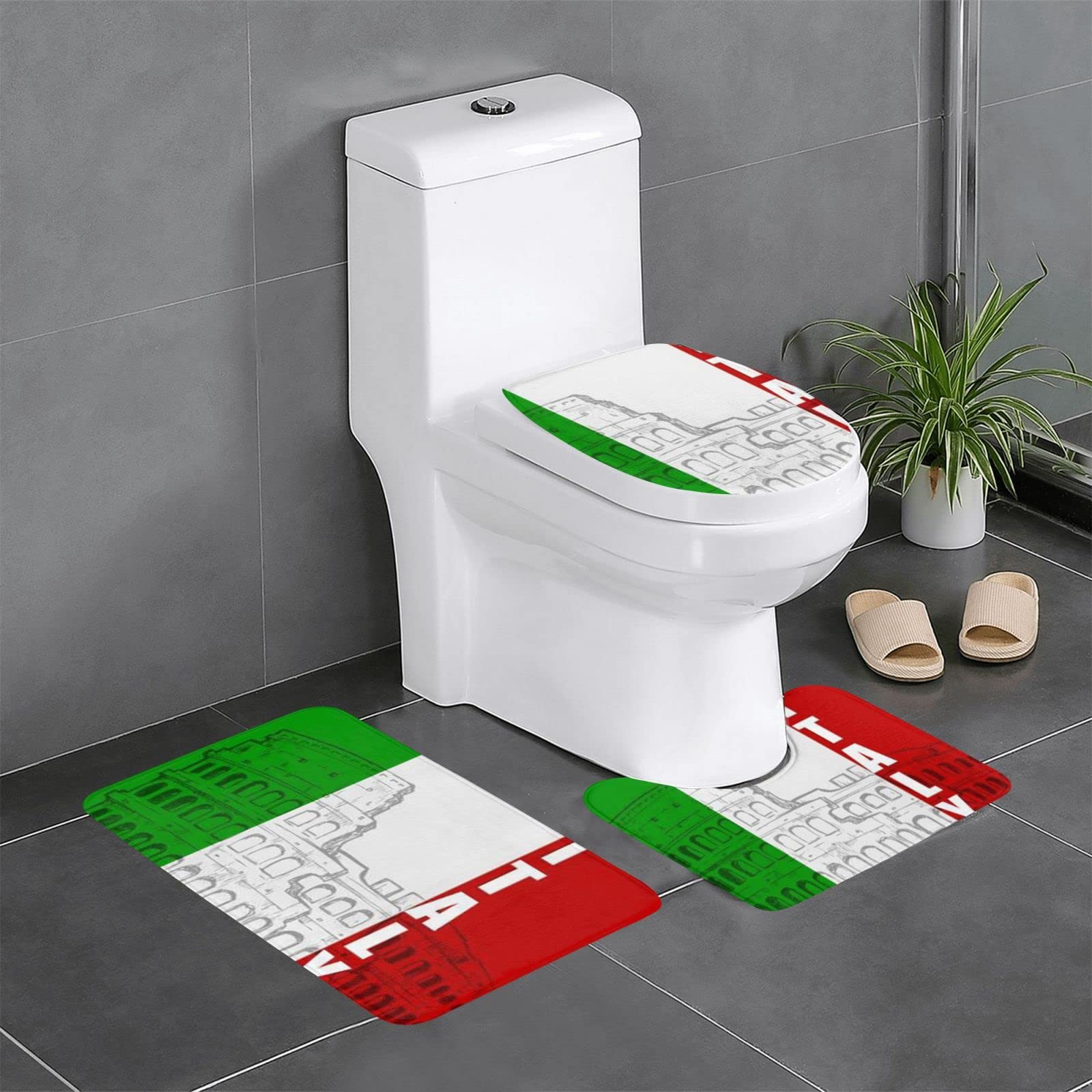 Tapis de salle de bain 3 pièces anti-glisse thème Italie