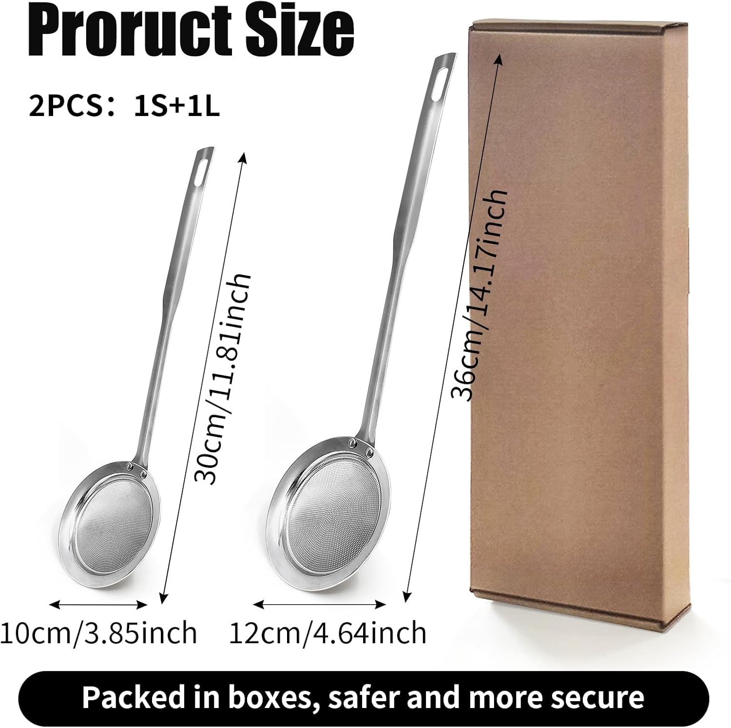 Fine Mesh Stainless Steel Colander Spoon, Sieve Fine Mesh Strainer with Long Handle Stainless Steel Skimmer Spoon Kitchen Gadget for Cooking Oil Filter Skimming Grease and Foam