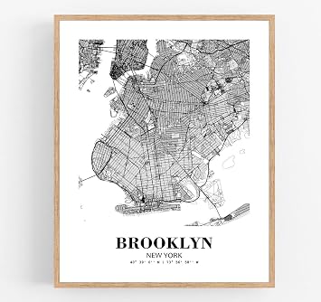 Eleville 11X14 Unframed Brooklyn New York City View Abstract Road Modern Map Art Print Poster Wall Office Home Decor Minimalist Line Art Hometown Housewarming wgn273