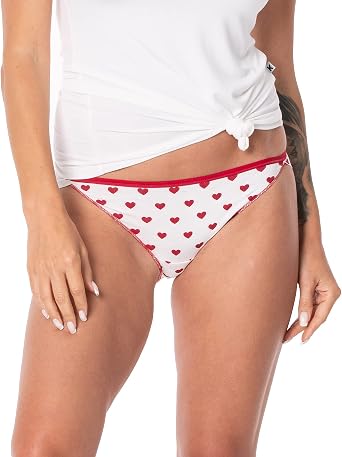 KICKEE Full of Hearts Womens Underwear, Silky Soft and Comfy Fitted Underwear