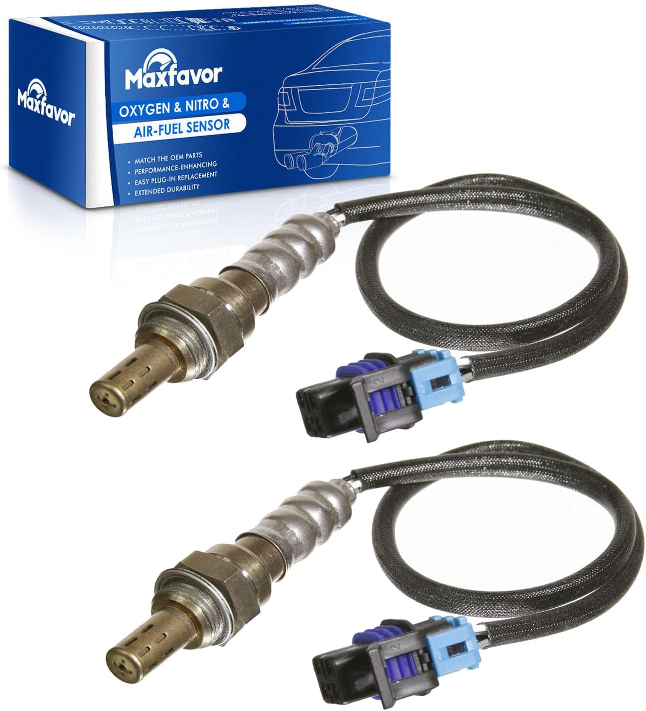 MAXFAVOR 2Pcs Upstream Oxygen O2 Sensor Replacement for GMC Canyon Yukon Sierra 1500 Chevy Silverado Suburban 1500 Tahoe Avalanche Cadillac Escalade Hummer H2 H3 H3T O2 Sensor 234-4337 x2 02 Sensor