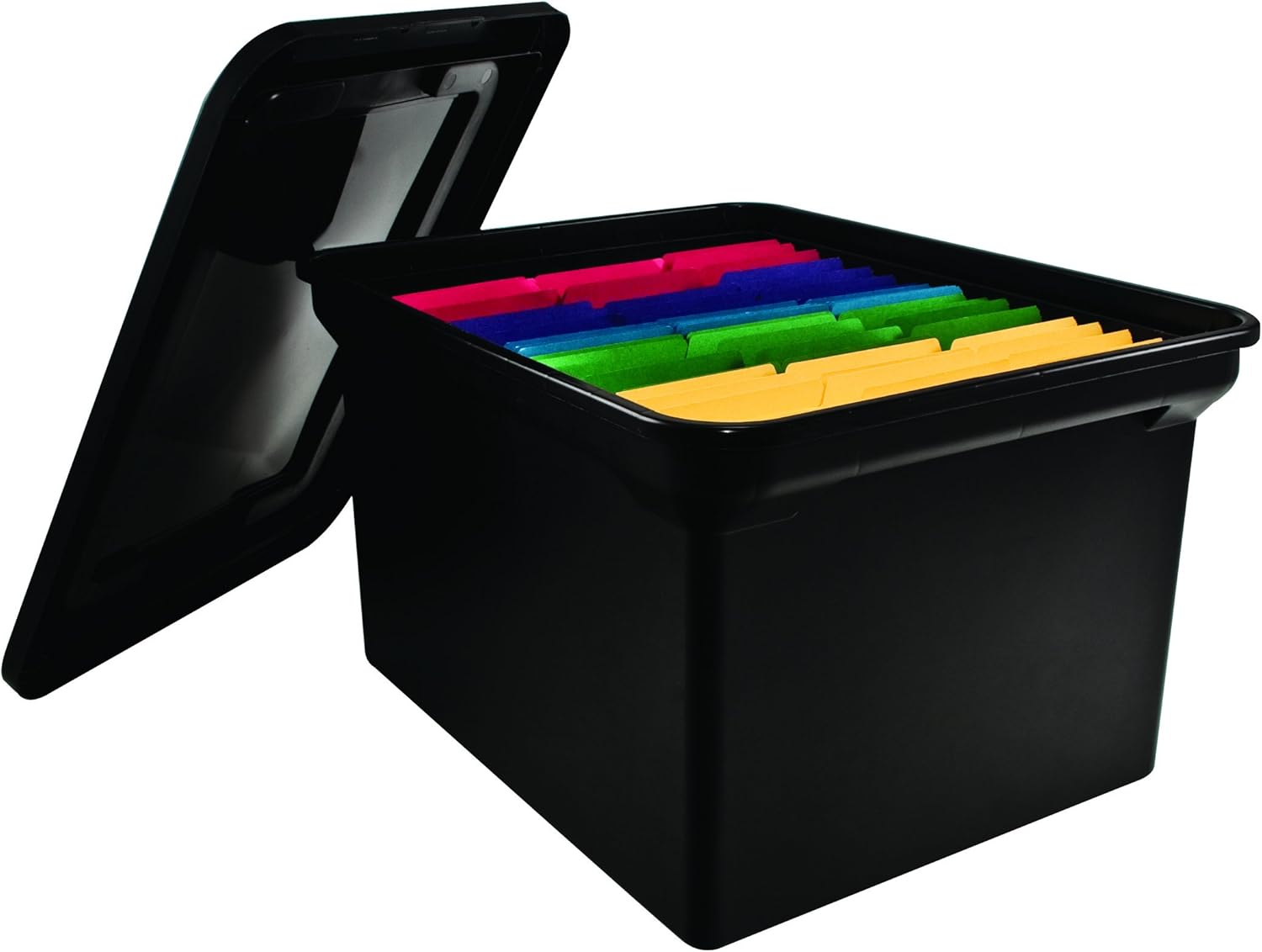 Advantus File Tote with Lid, 18 x 10.75 x 14 Inches, Black, Case of 8 (34052CT)