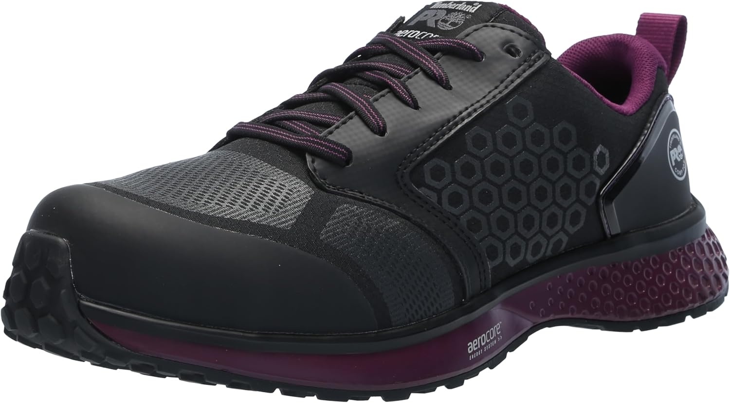 Timberland PRO Women's Reaxion Composite Safety Toe Industrial Athletic Work Shoe, Black/Purple-2024 NEW, 12