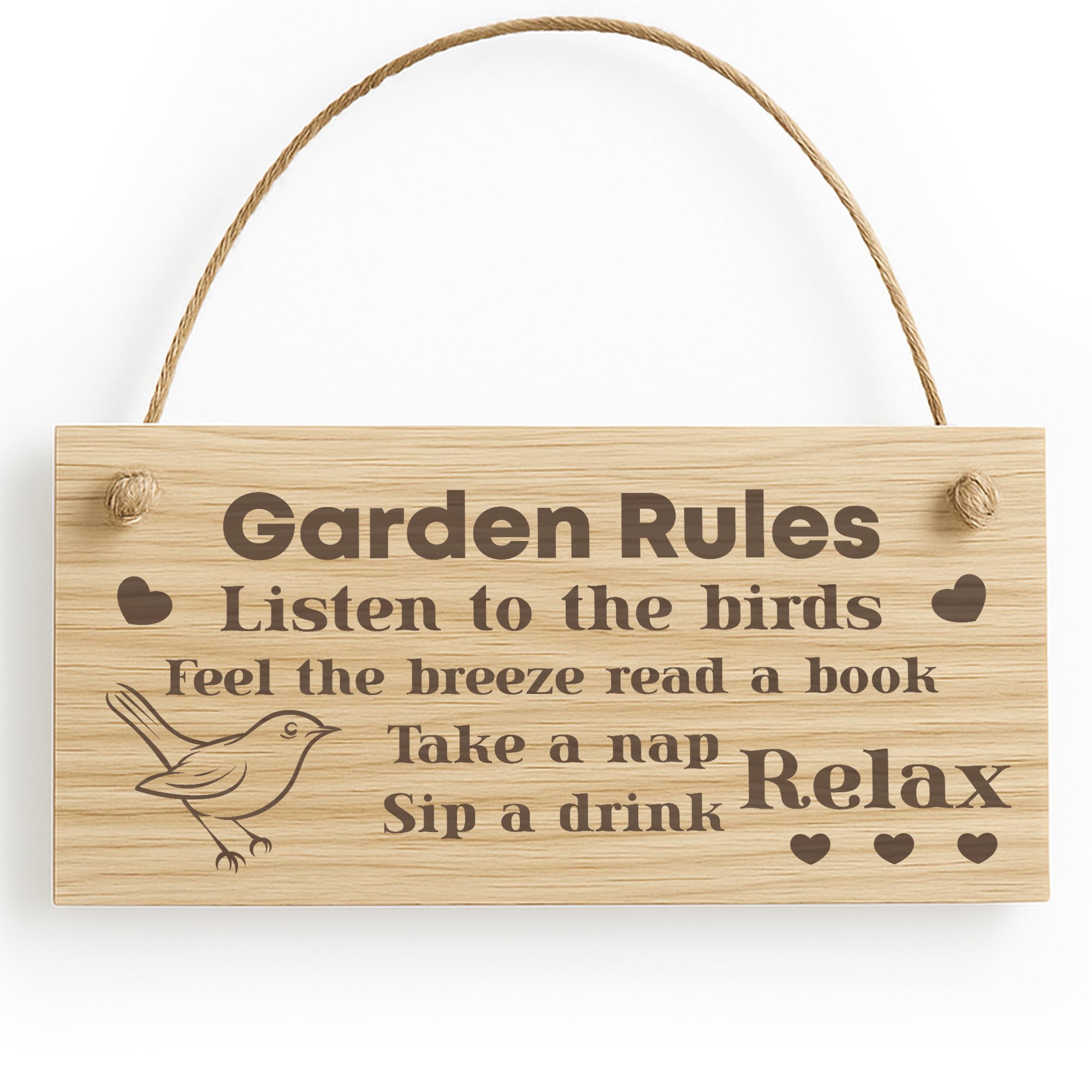 Red Ocean Garden Rules Sign For Outside Wooden Engraved Garden Wall Sign