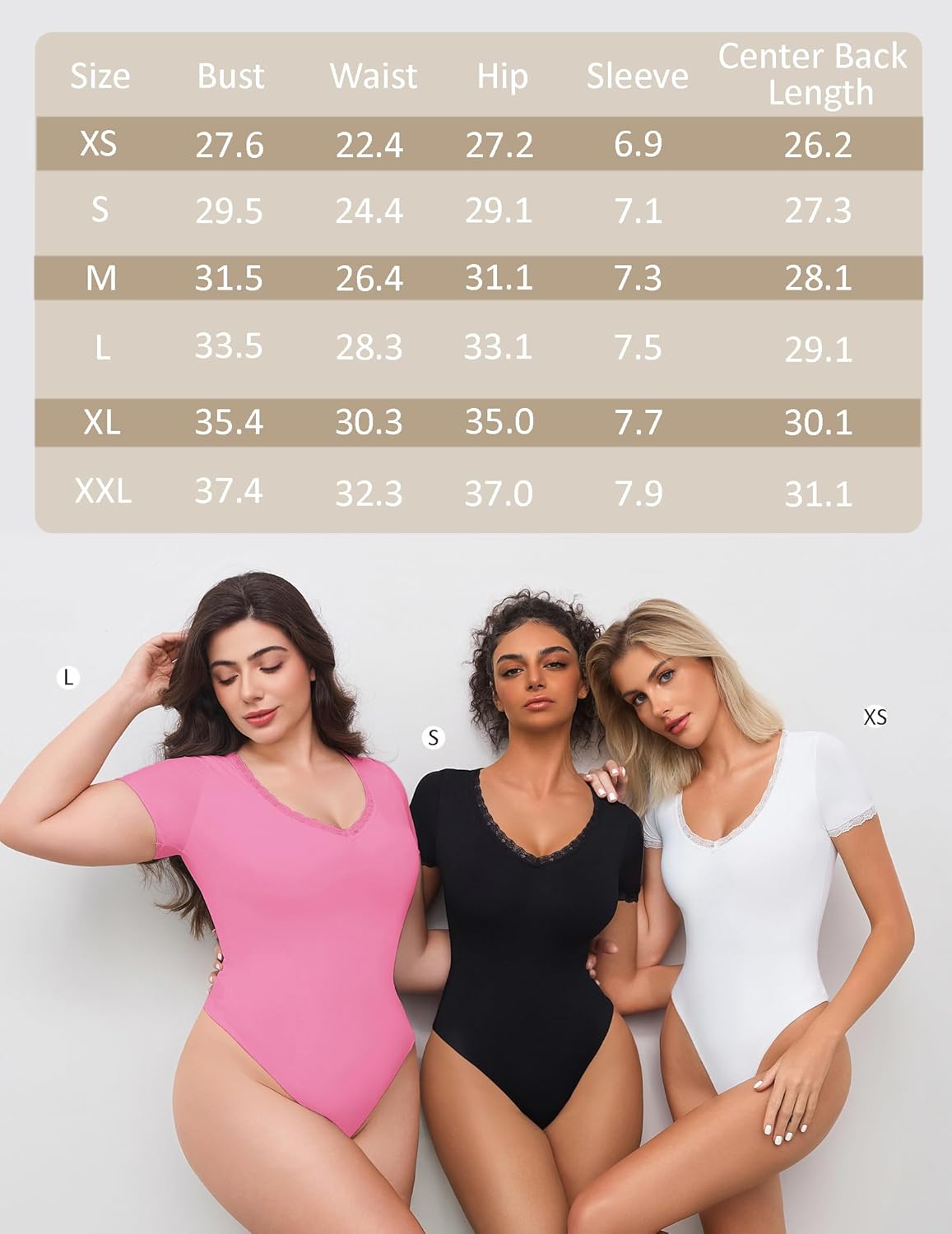 Avidlove Short Sleeve Bodysuit for Women Lace V Neck Body Suits Double Lined Bodysuits Sexy Going Out Top - Image 6