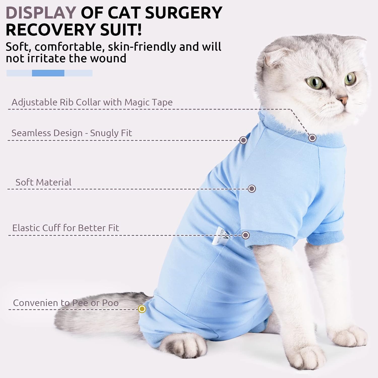 Buy SUNFURA Cat Surgery Recovery Suit, Cat Neuter Recovery Suit with 4
