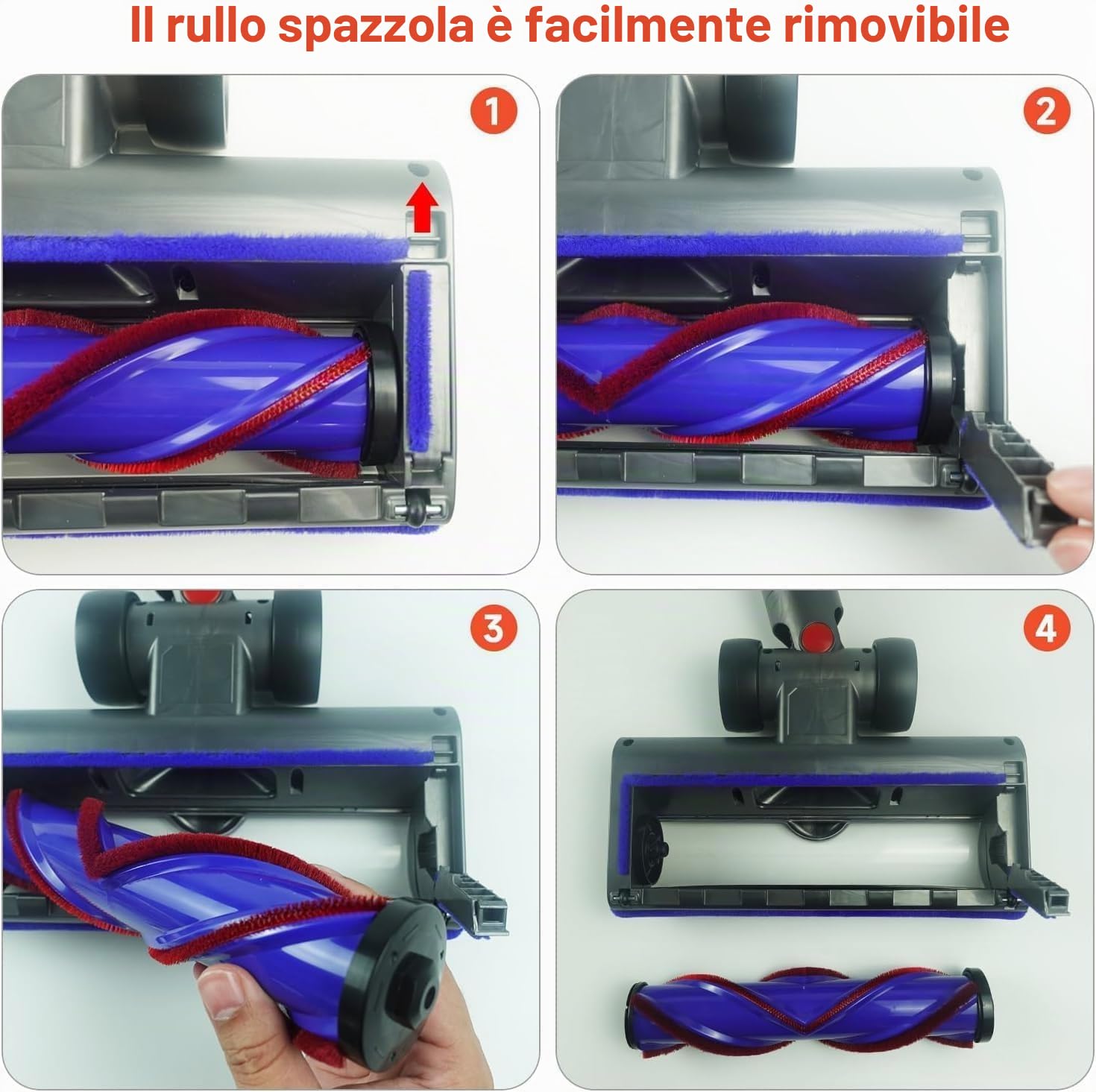 Testa Motore Spazzola Motorizzata per Dyson, Testa di Ricambio Spazzola Direct Drive per Dyson V10 Digital Slim V12 Detect Slim Aspirapolvere, Turbina Bocchetta per Pavimenti con 4 LED