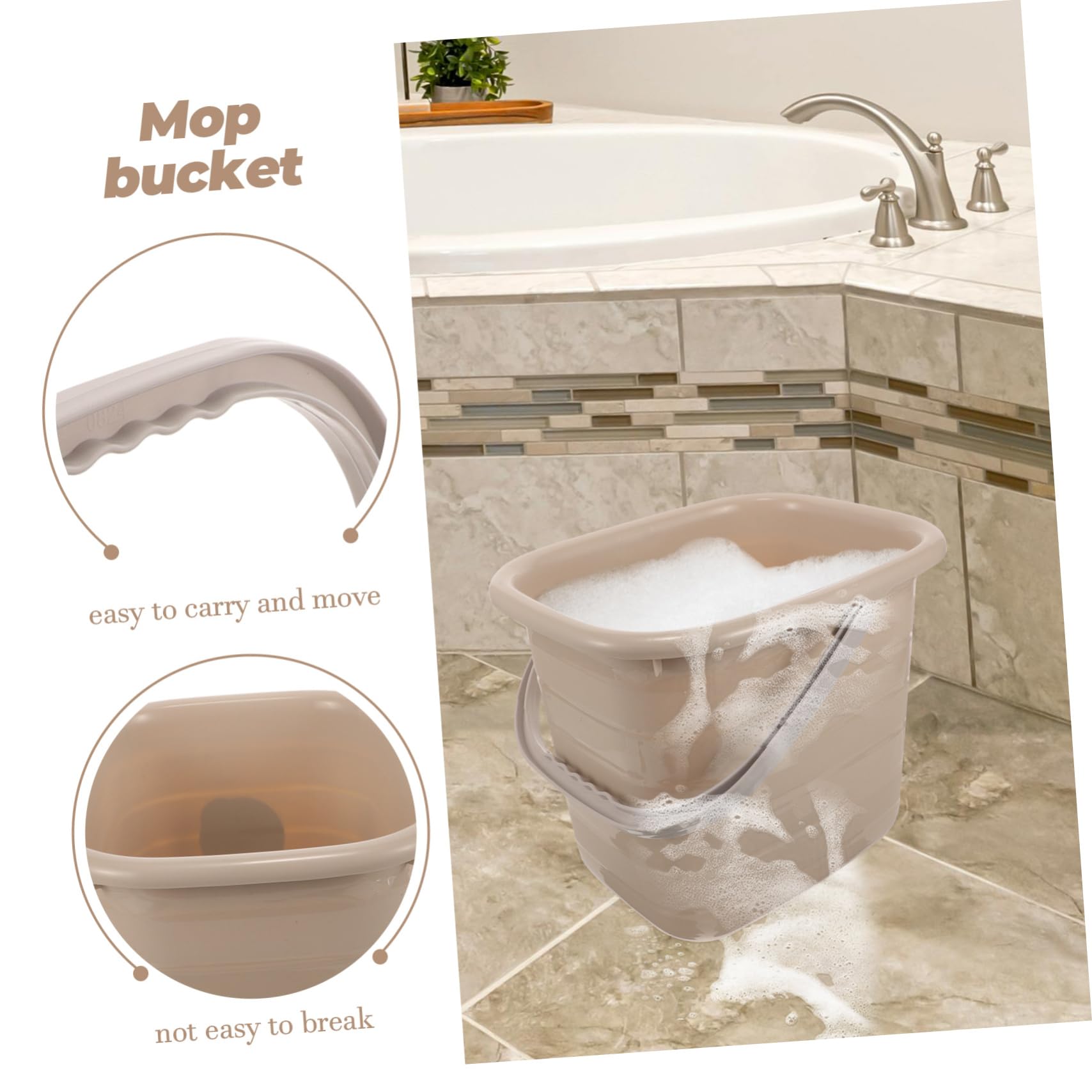 Secchio in Plastica Rettangolare con Manico 11l Khaki | Capienza per Liquidi, Uso Domestico, Tinta Kaki, Pratico per Detergenti e Piccoli Travasi