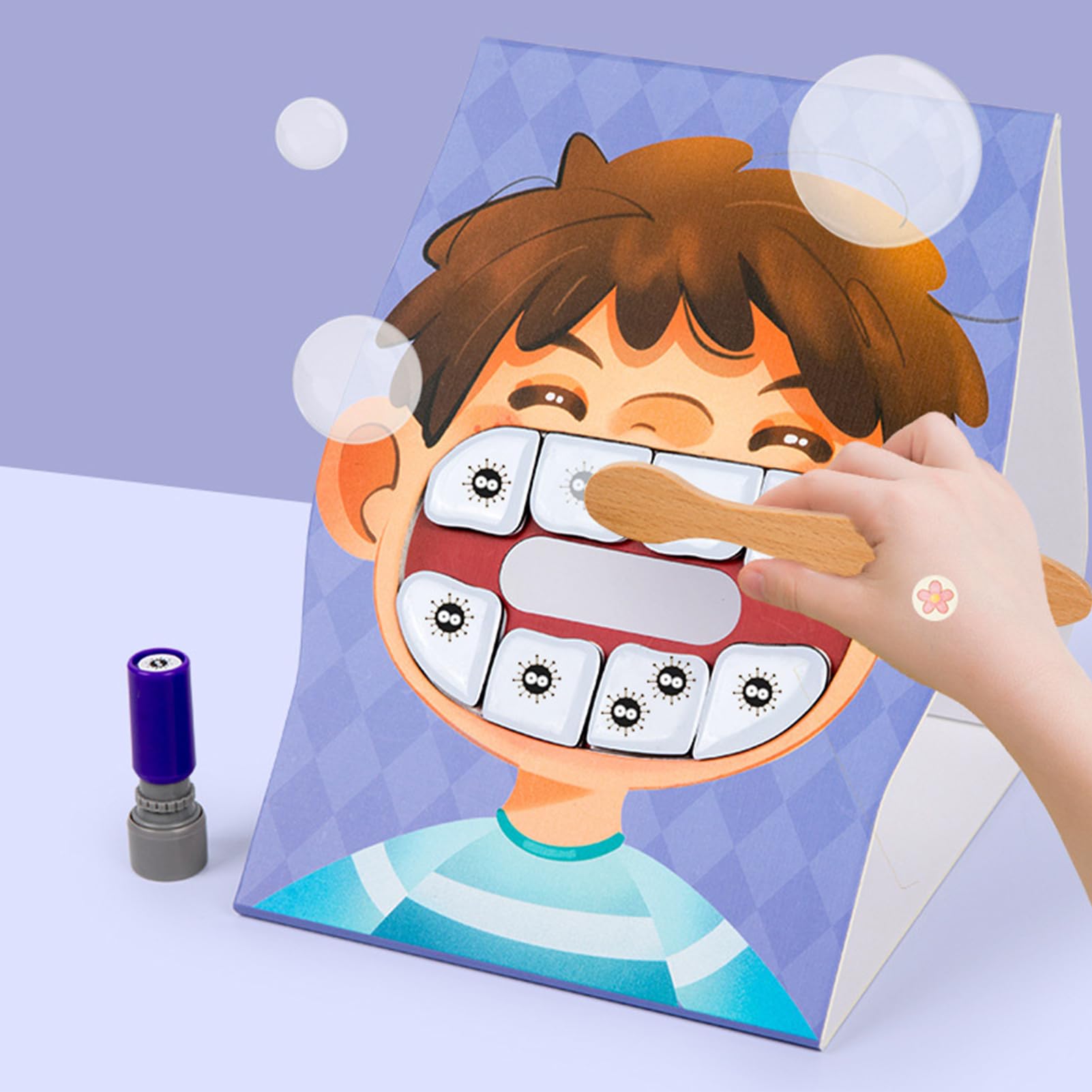 Kit éducatif Dentaire - Cartes de défense Dentaire, modèle de Dents avec Brosse, kit d'apprentissage d'hygiène bucco-Dentaire | Ressource d'apprentissage Interactive dentistes garçons et