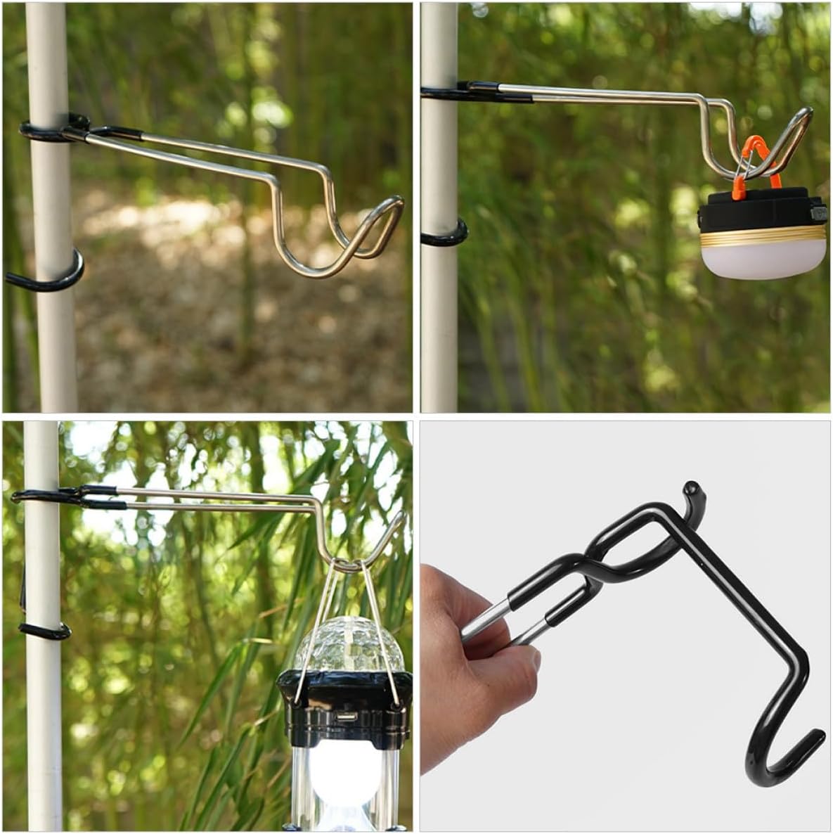 WOONEKY Camping Lantern Hook Pole Tent Lamp Iron Hook Hanger for Outdoor Camping Light Stand Sturdy Single-piece Accessory for Tent and Travel