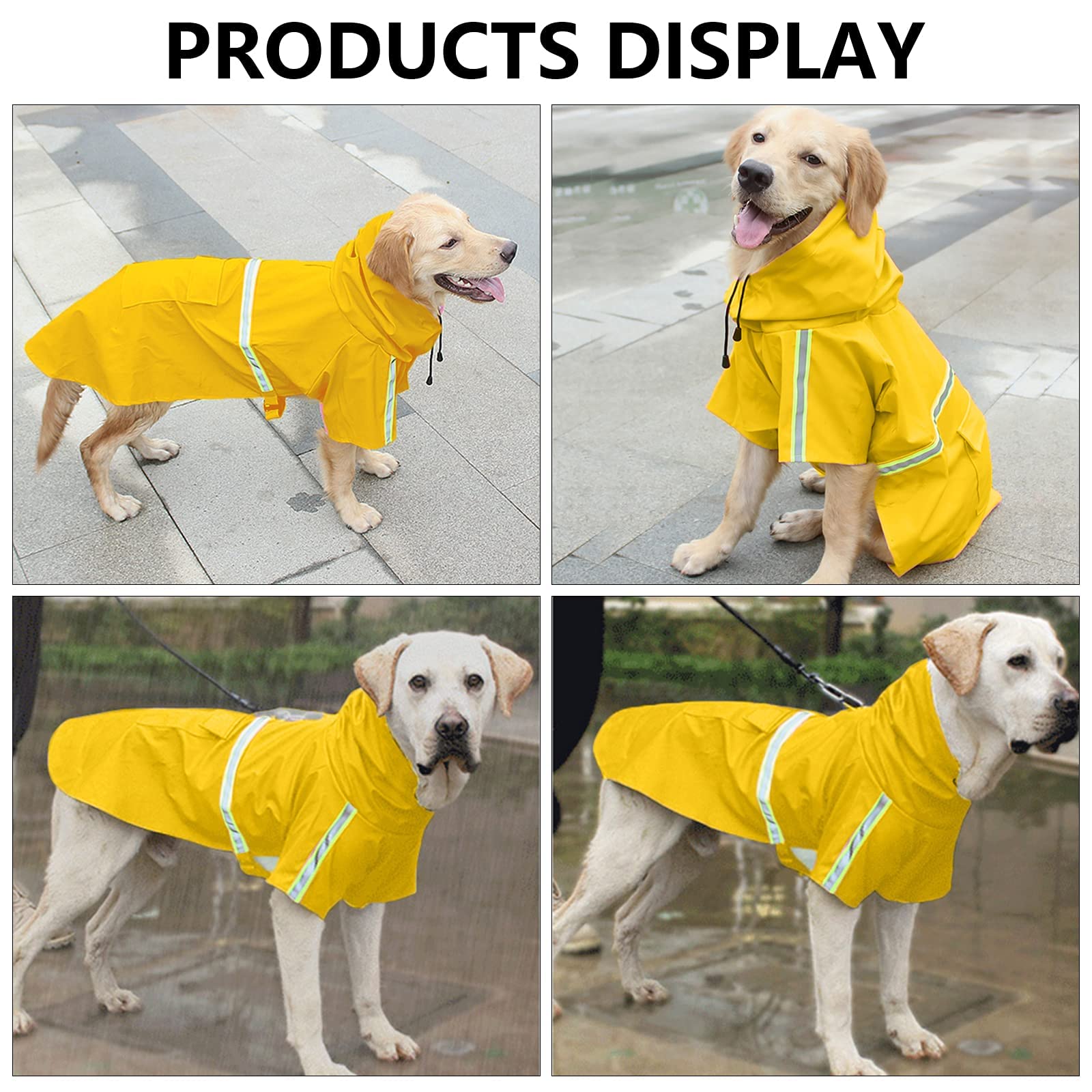 Impermeabile per cani, cappotto per cani da compagnia impermeabile regolabile, impermeabile di sicurezza antivento, impermeabile traspirante per cani di piccola, media e grande taglia (Yellow XXX)