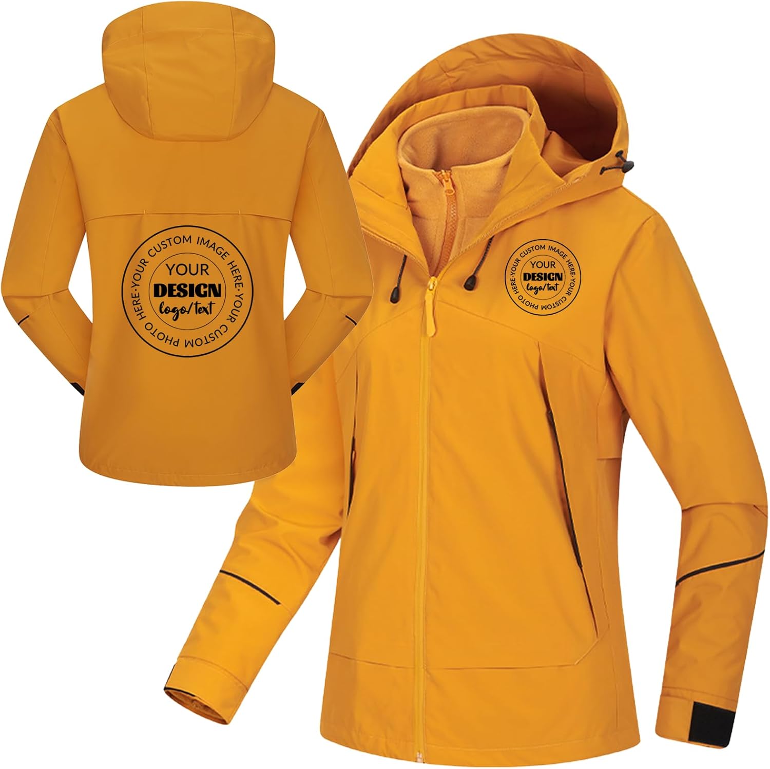 Custom Womens Skiing Jacket 3-in-1 Winter Windproof Thermal Fleece Lined Coat for Outdoor Cold Weather