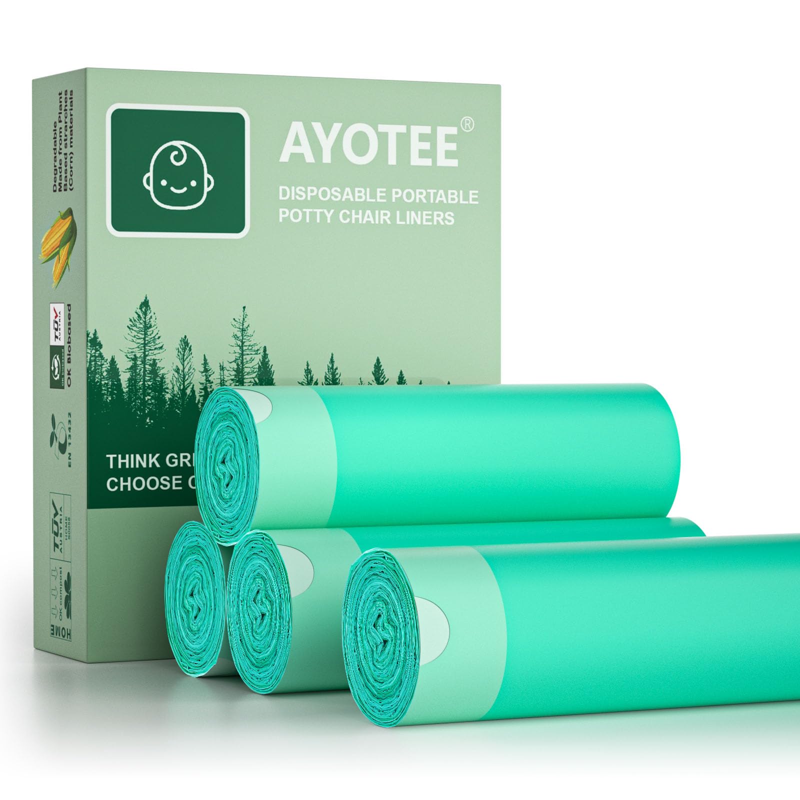 Compostable Potty Bags for Portable Toilet Kids, AYOTEE Drawstring Portable Potty Liners for Portable Potty, Convenient Travel Universal Potty Chair Liners for Toddlers, Pet and Outdoors（100PCs）