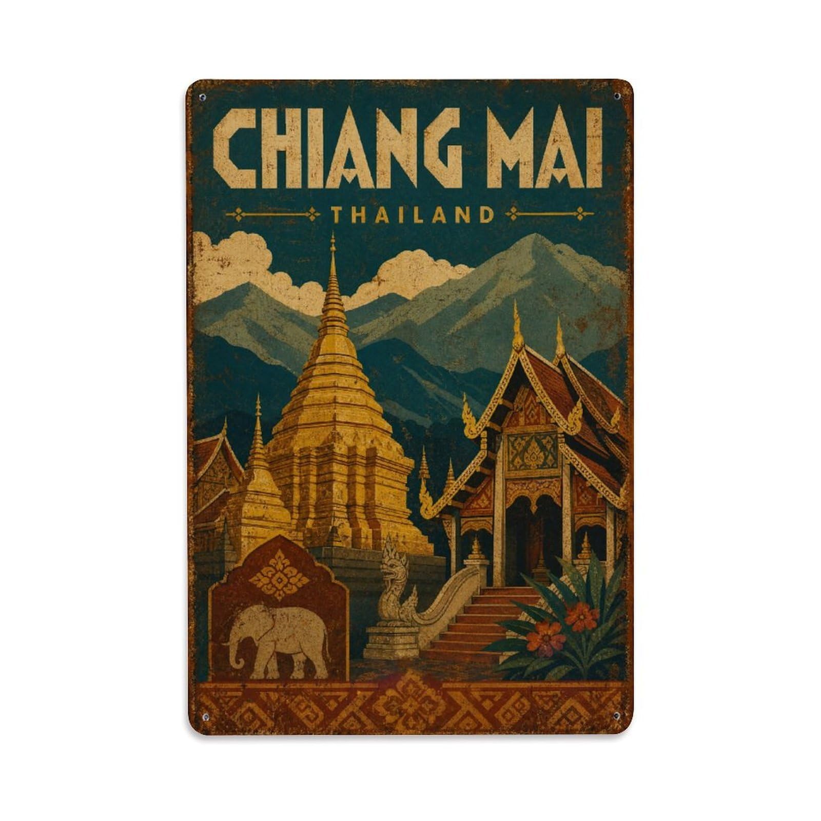 Gead 8X12inch Style Travel Vintage Thailand Chiang Mai Metal Tin Sign