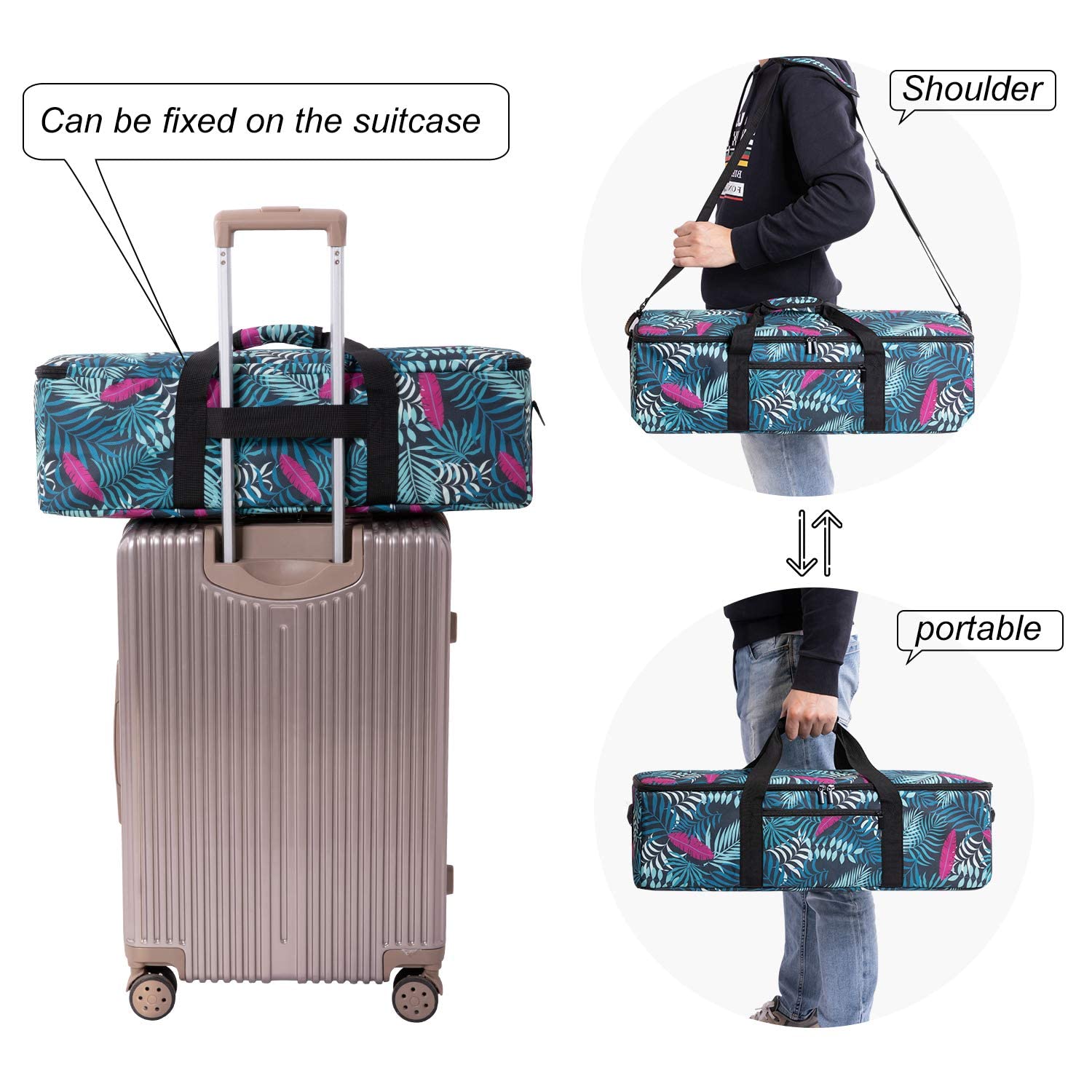 Carrying Case Compatible with Cricut Explore Air 2 and Maker, Die-Cut Machine Travel Tote Bag Compatible with Cricut Explore Air and Supplies, Bag Only（Leaves)