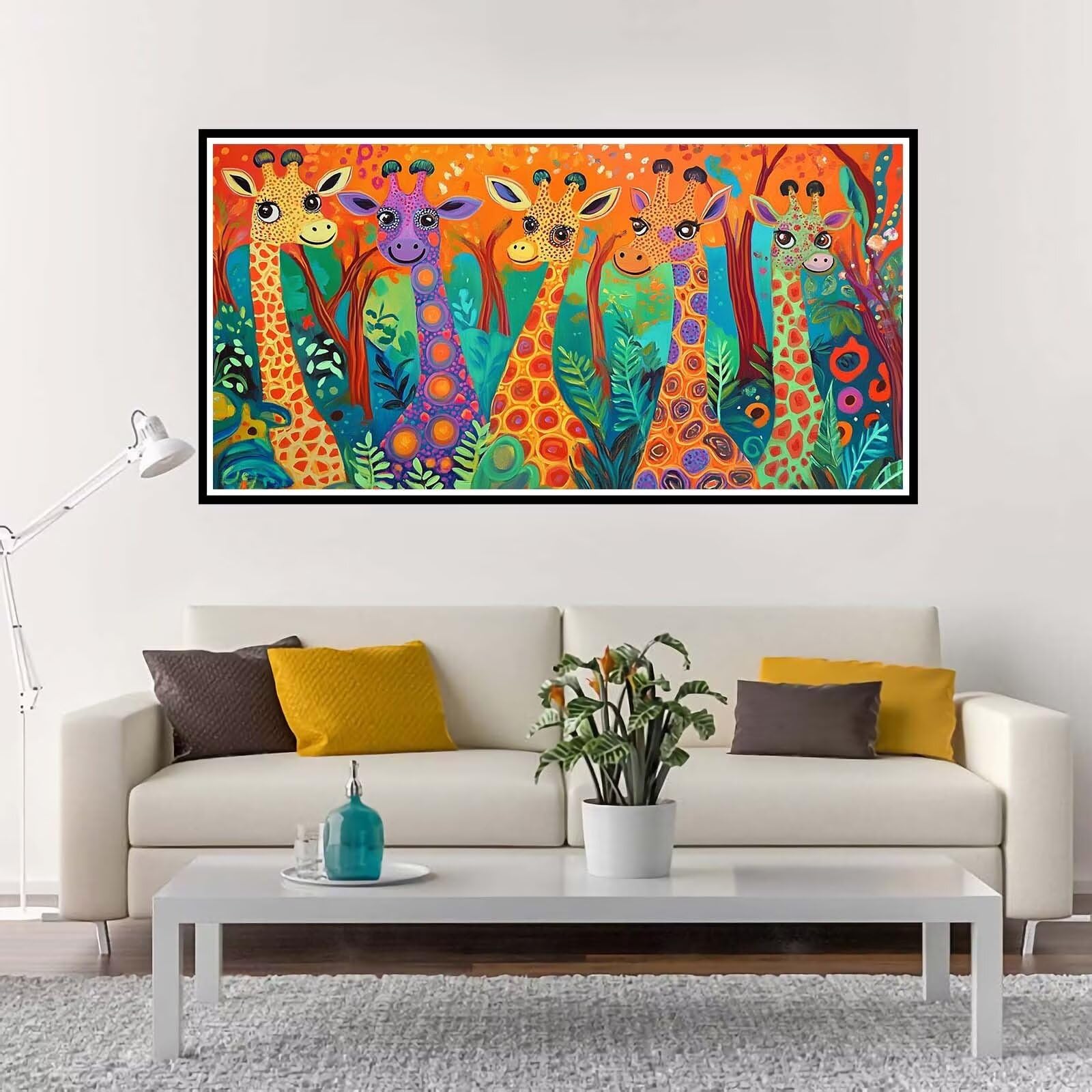 Pintar por Numeros Grande Vistoso, Cuadros para Pintar por Numeros Jirafa, Kit Manualidades Adultos Pinturas Acrílica, Paint by Numbers para Decoración de Casa Pared Regalo 40x80 cm sin Marco-YH644