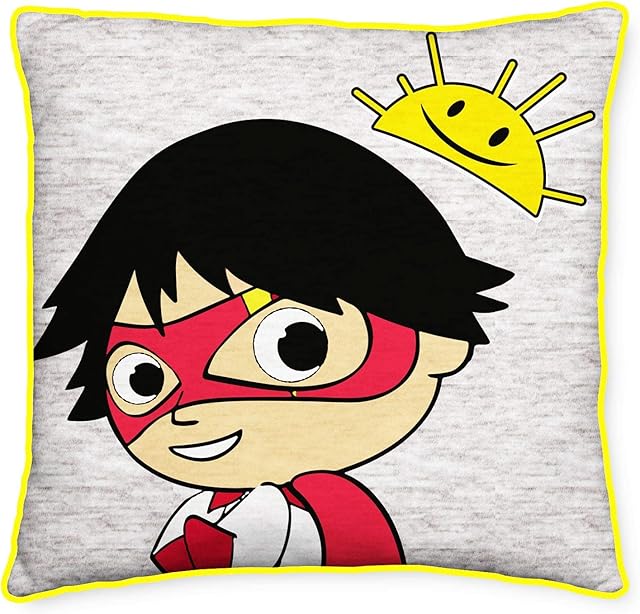 Ryans World Youtuber Official Square Cushion Pillow | Officially Licensed Super Soft Two Sided Cushion Pillow | Perfect for Any Childrens Room Or Bedroom, Grey, 40 x 40cm, RYWGRPCU001UK