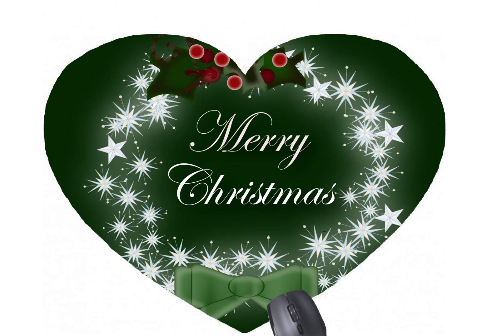 Gaming Mouse Pad Traditional Christmas Wreath and Mistletoe for Desktop and Laptop 1 Pack Heart-Shaped Mouse mat