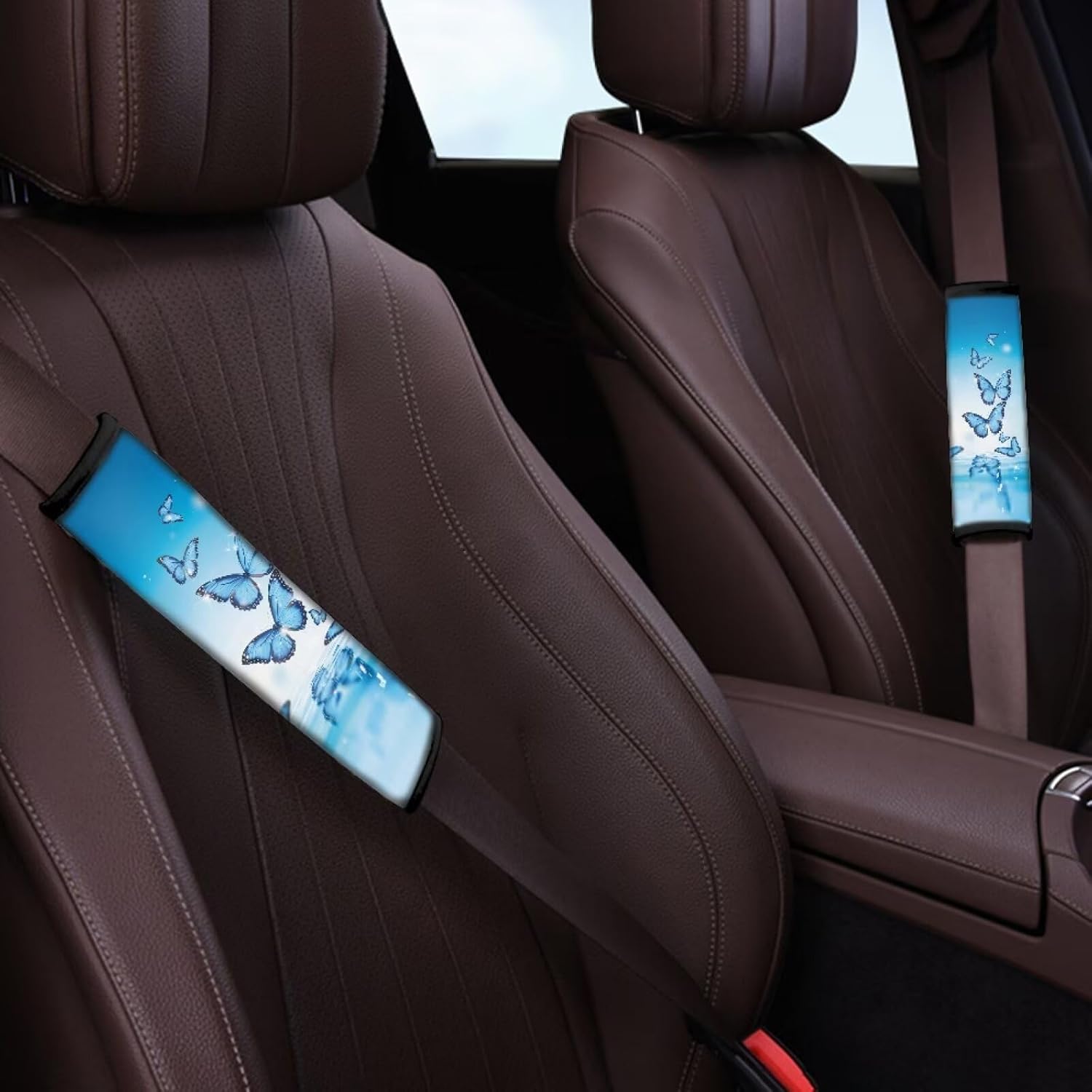 Butterfly Car Seat Belt Covers Set of 2 Fashion Seat Belt Cover Pad for Most Vehicle Non Slip Car Seat Strap Pads for SUV Vehicle Sedan Truck Gift for Wife