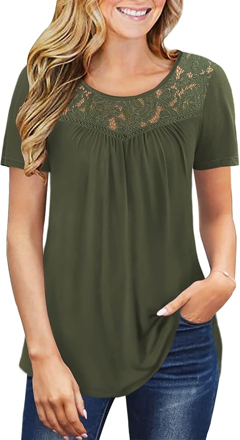 Ahlaray Women's Plus Size Summer Tops Short Sleeve Shirt 95% Rayon, 5% Spandex