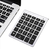 Vista 10 de Lekvey Teclado numérico Bluetooth para portátil, teclado numérico inalámbrico, teclado numérico de 28 teclas, teclado numérico de 28 teclas, teclado