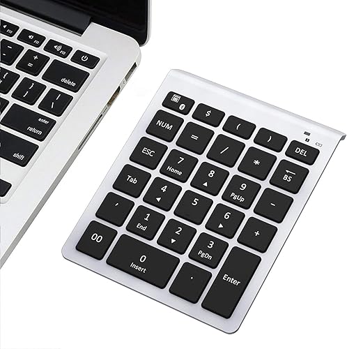 Miniatura 10 de Lekvey Teclado numérico Bluetooth para portátil, teclado numérico inalámbrico, teclado numérico de 28 teclas, teclado numérico de 28 teclas, teclado